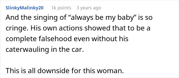 A comment from SlinkyMalinky20, 3 years ago, with 1k points, discussing how a guy leaves wife and regrets it.
