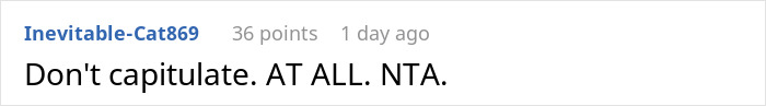A Reddit comment reads, "Don't capitulate. AT ALL. NTA." This relates to a wealthy woman spoiling her niece.
