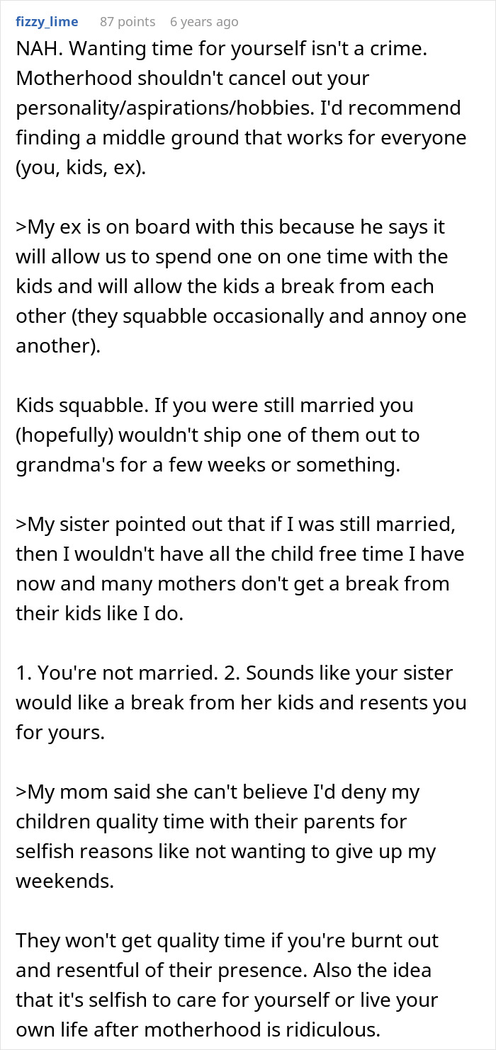 A social media post from a woman expressing what many parents won't say out loud about needing personal time.