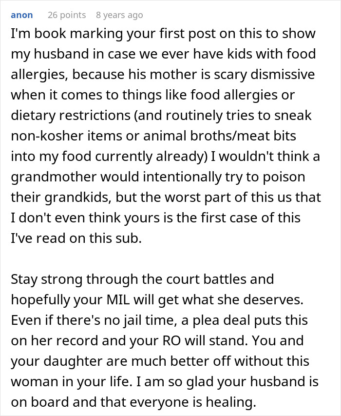 A Reddit post details how a MIL's refusal to believe in allergies sends a kid to the ER, with advice for legal action.