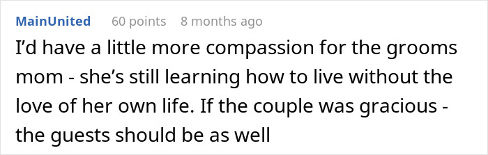 Comment expressing compassion for groom&rsquo;s mom learning to live without husband