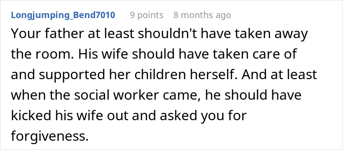 A Reddit comment about a father's role in a blended family and how it affected a child's happiness.