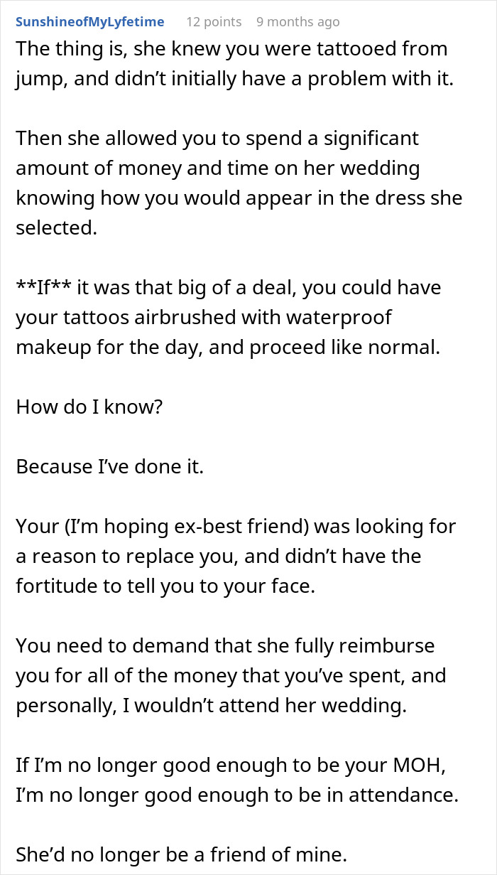 Maid Of Honor Gets Her Title Taken Away Because Her Tattoos Aren’t Suitable For Church Anymore Maid Of Honor Gets Her Title Taken Away Because Her Tattoos Aren’t Suitable For Church Anymore