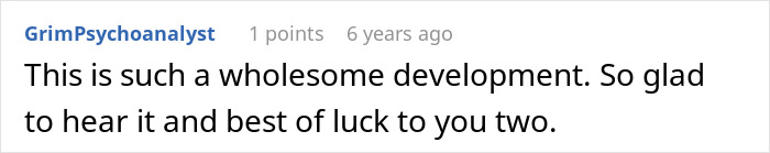 Positive comment wishing good luck to the couple