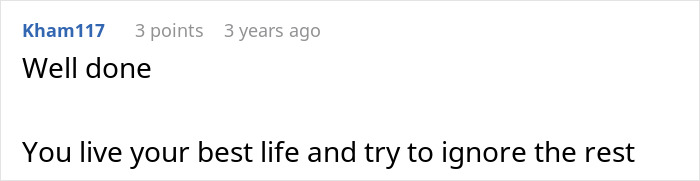 Comment praising someone for living their best life despite toxic parents