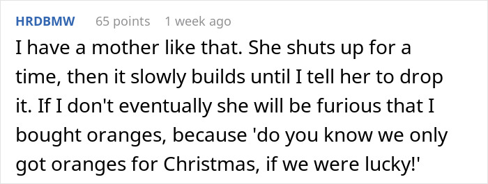 Reddit user shares experience with controlling mother and Christmas oranges Reddit user shares experience with controlling mother and Christmas oranges