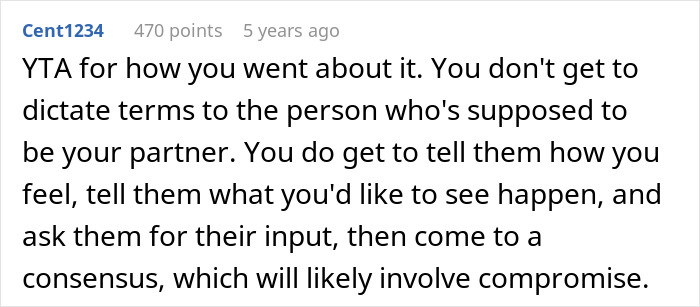 A Reddit comment from Cent1234 about a couple, MIL, and their child, discussing relationship dynamics in the context of a baptism.