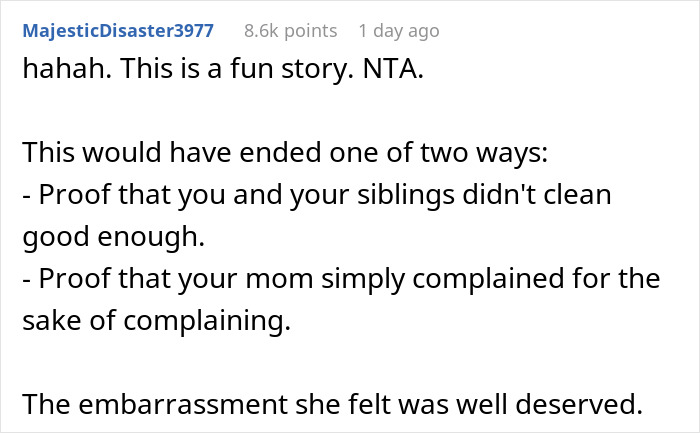 Comment praising the story about kids hiring pros to prove mom wrong Comment praising the story about kids hiring pros to prove mom wrong