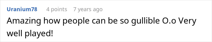 Comment on gullibility and congratulating clever revenge involving baby curse