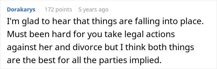 Comment supporting legal action and therapy for teenage stepdaughter