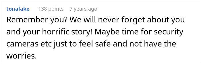 Comment urging security cameras for safety after allergen incident Comment urging security cameras for safety after allergen incident