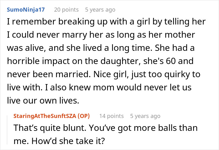 Comment about breaking up over controlling mother in a relationship fiasco Comment about breaking up over controlling mother in a relationship fiasco