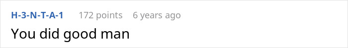 Comment praising man's handling of situation