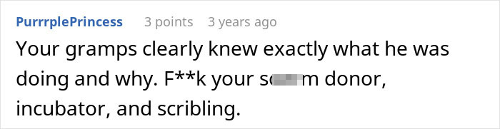 Comment on grandfather's intentions in toxic family story