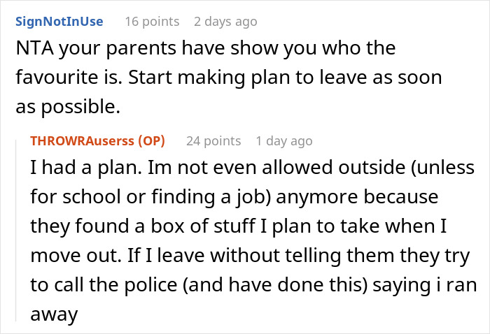 User advises leaving due to favoritism in family