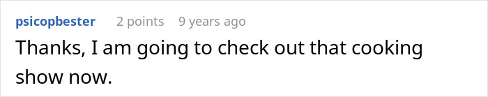 Comment expressing interest in checking out a cooking show related to the boss story Comment expressing interest in checking out a cooking show related to the boss story