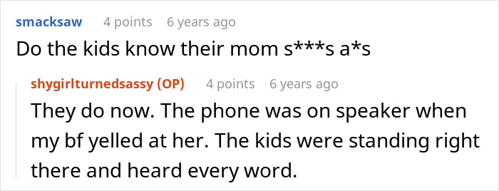 Discussion on kids overhearing mother's argument in entitlement story Discussion on kids overhearing mother's argument in entitlement story