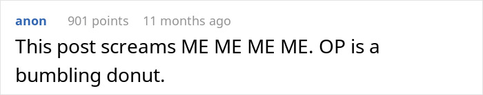 Comment criticizing original poster as self-centered in husband demanding paternity test discussion Comment criticizing original poster as self-centered in husband demanding paternity test discussion