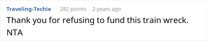 Comment refusing to fund struggling sister's rent and childcare showing ultimatum