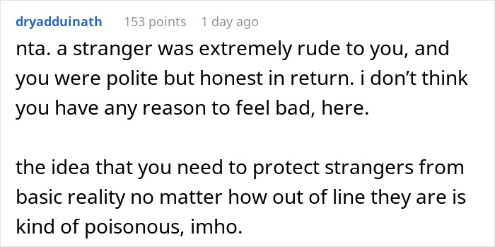 A comment from 'dryadduinath' about being polite to rude strangers, potentially referencing Karen shames dad. A comment from 'dryadduinath' about being polite to rude strangers, potentially referencing Karen shames dad.