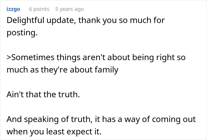 Comment appreciating family and truth in adoption story update Comment appreciating family and truth in adoption story update