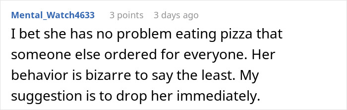 Comment suggesting to drop woman who throws a tantrum over boyfriend's brother's order at restaurant