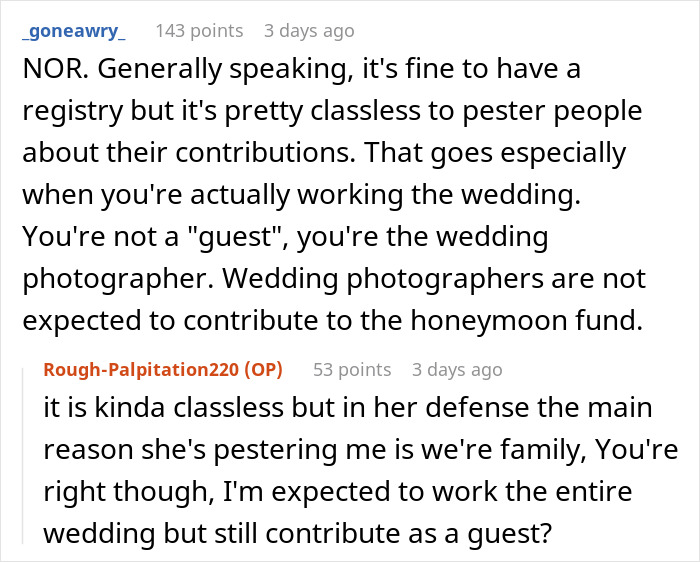 Bride Furious Sibling Refuses To Give Her $500 Wedding Gift After Agreeing To Work For Her For Free