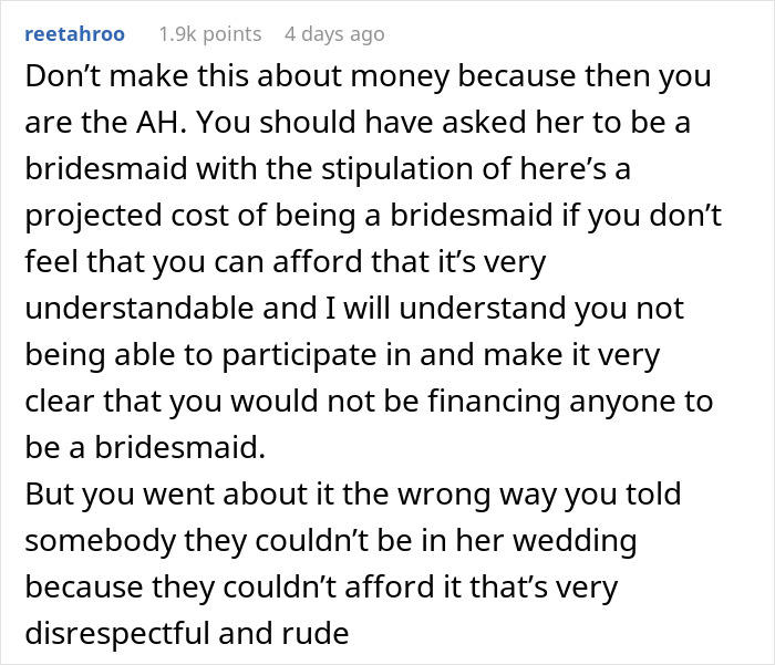 Comment on bridesmaid money issues and respect in weddings Comment on bridesmaid money issues and respect in weddings