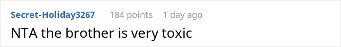 Comment calling brother-in-law toxic in newborn family dispute Comment calling brother-in-law toxic in newborn family dispute