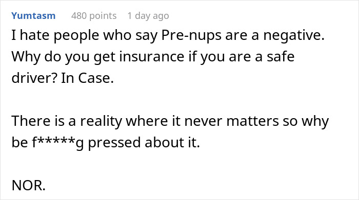 Comment on prenups and protection in woman making a satisfying decision concerning fianc&eacute; with debt