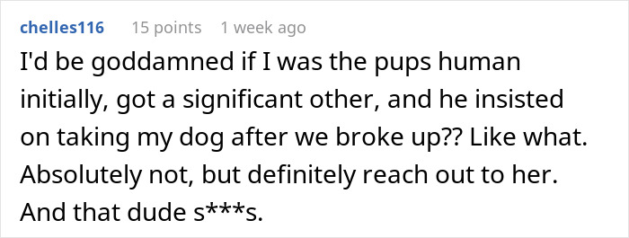 User upset about ex retaining dog after breakup in spiteful dog custody story User upset about ex retaining dog after breakup in spiteful dog custody story