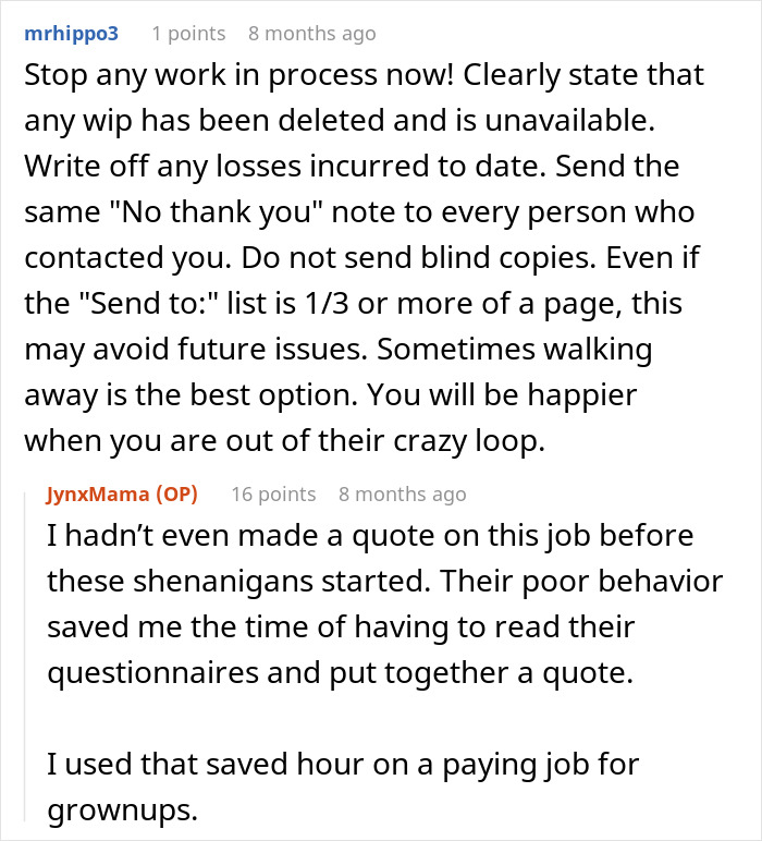 Designer Chooses Sanity Over Paycheck After Dealing With Two Unhinged MILs, Finds Seventeen E-Mails Overnight Designer Chooses Sanity Over Paycheck After Dealing With Two Unhinged MILs, Finds Seventeen E-Mails Overnight