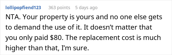 Comment defending property rights over a dream wedding dress Comment defending property rights over a dream wedding dress