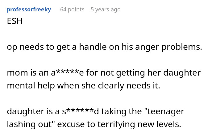 Anger and mental health issues linked to stepdaughter's car damage and legal threats