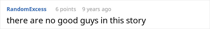 Comment stating there are no good guys in the boss story Comment stating there are no good guys in the boss story