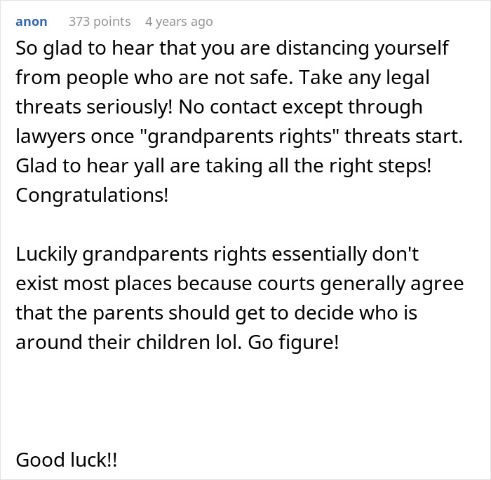 A comment about grandparent rights, supporting parents in a grandchild circumcision dispute against an unhinged MIL.