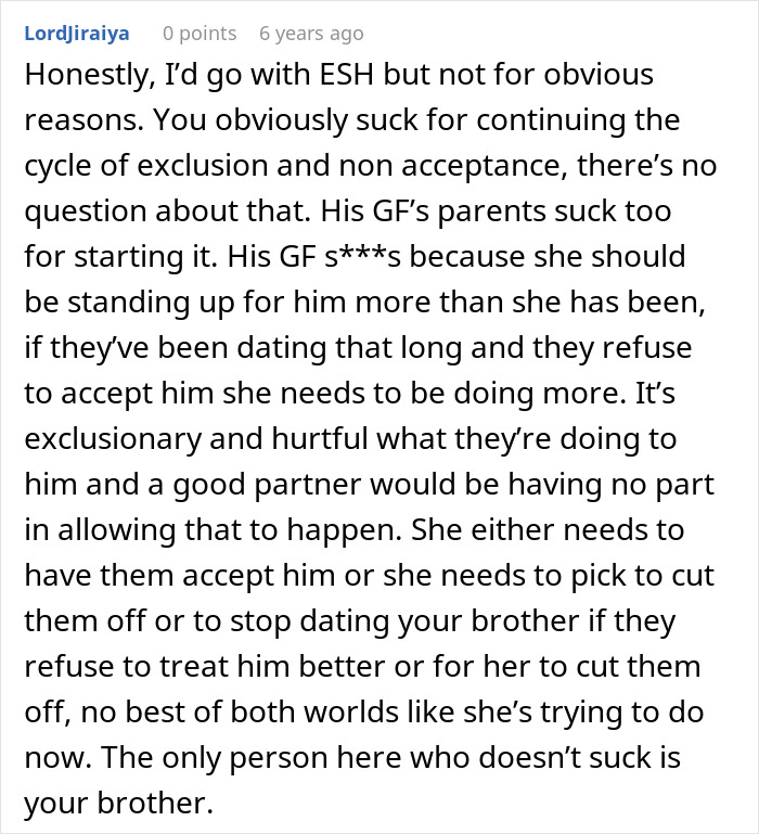 Reddit comment on family events, exclusion, and relationship dynamics Reddit comment on family events, exclusion, and relationship dynamics