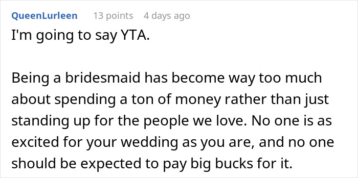Comment highlights financial burden of being a bridesmaid Comment highlights financial burden of being a bridesmaid