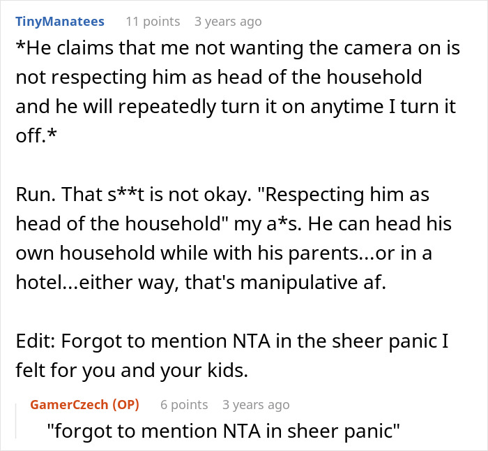 Controlling Man Insists On Keeping Indoor Camera On All The Time, Mad At Wife For Turning It Off Controlling Man Insists On Keeping Indoor Camera On All The Time, Mad At Wife For Turning It Off