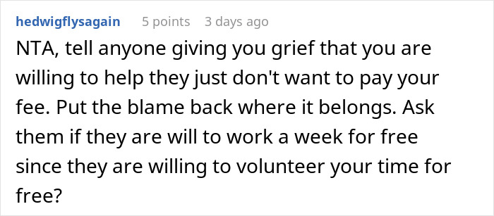 A Reddit comment from user hedwigflysagain, advocating for developers to demand fair pay, not be a budget burden.
