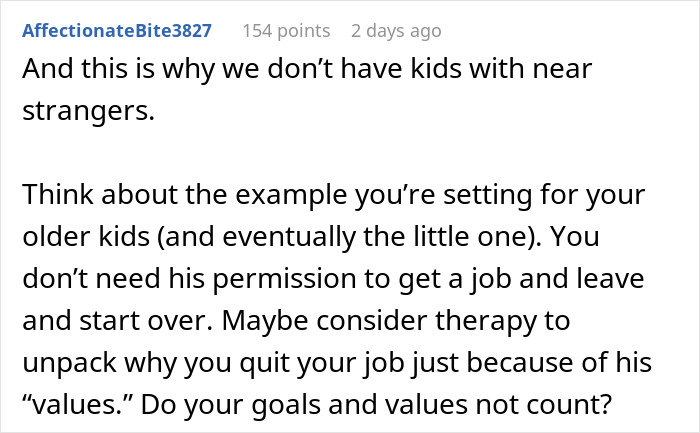 Comment warning against dating near strangers and urging self-value against controlling traditional values