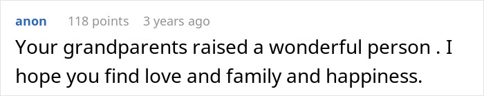 Comment hoping for love and happiness from grandparents