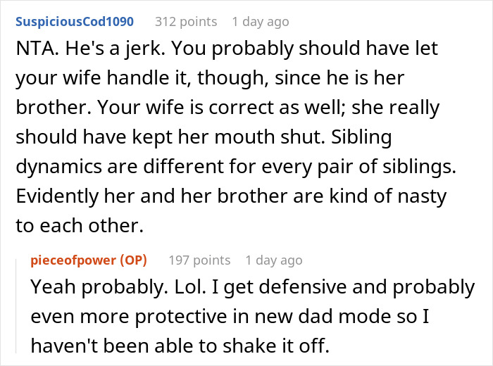 Reddit comment about brother-in-law insulting baby's family Reddit comment about brother-in-law insulting baby's family