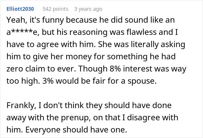 Wife Demands Prenup To Protect Her Income, Hubby Offers Her An 8% Interest Loan When She Needs Help