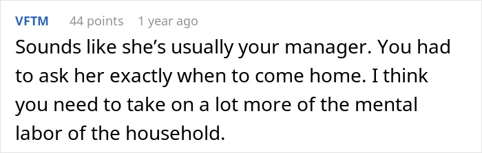 A Reddit comment suggests a man's wife acts like his manager, contributing to him feeling like a loser and a failure.