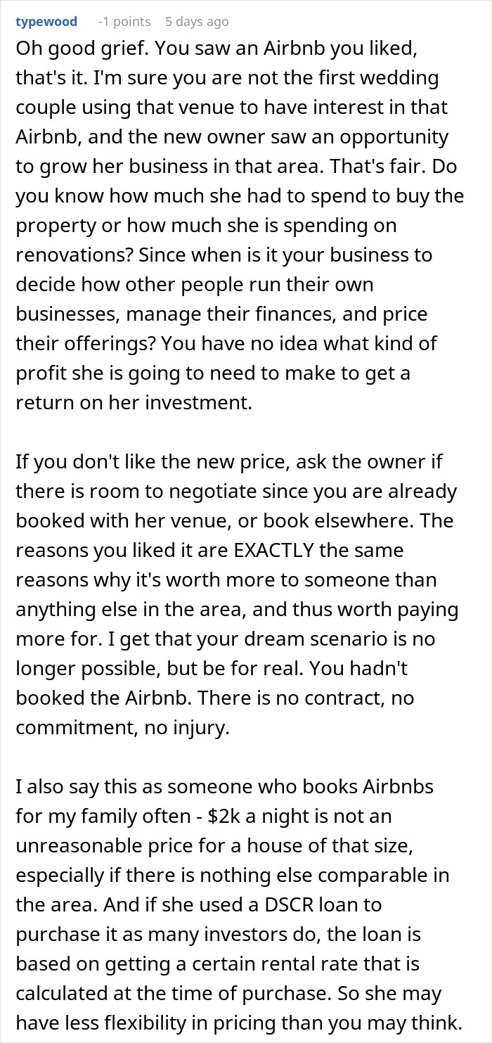 “Wonder Why The Economy Is So Bad?” Bride Refuses To Go Into Debt Because Of Airbnb Owner’s Greed “Wonder Why The Economy Is So Bad?” Bride Refuses To Go Into Debt Because Of Airbnb Owner’s Greed