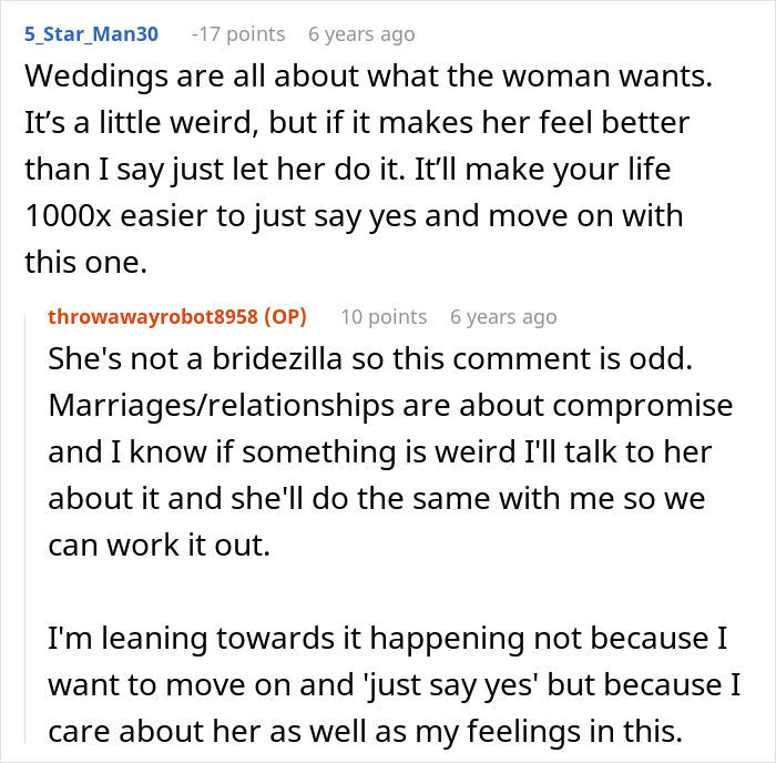 Strong opinion on allowing fiancee to include late husband's parents in wedding as she loves them.