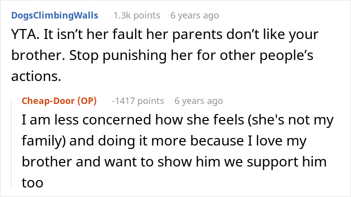 Comment about unfairly punishing girlfriend for her parents' actions Comment about unfairly punishing girlfriend for her parents' actions