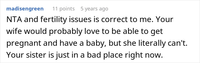 User comments discussing fertility issues and adoption to protect wife's secret from family User comments discussing fertility issues and adoption to protect wife's secret from family
