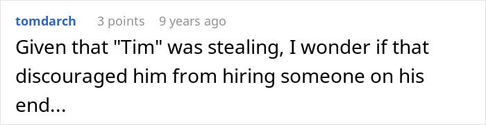 Comment speculating about hiring discouragement due to theft in the boss story Comment speculating about hiring discouragement due to theft in the boss story